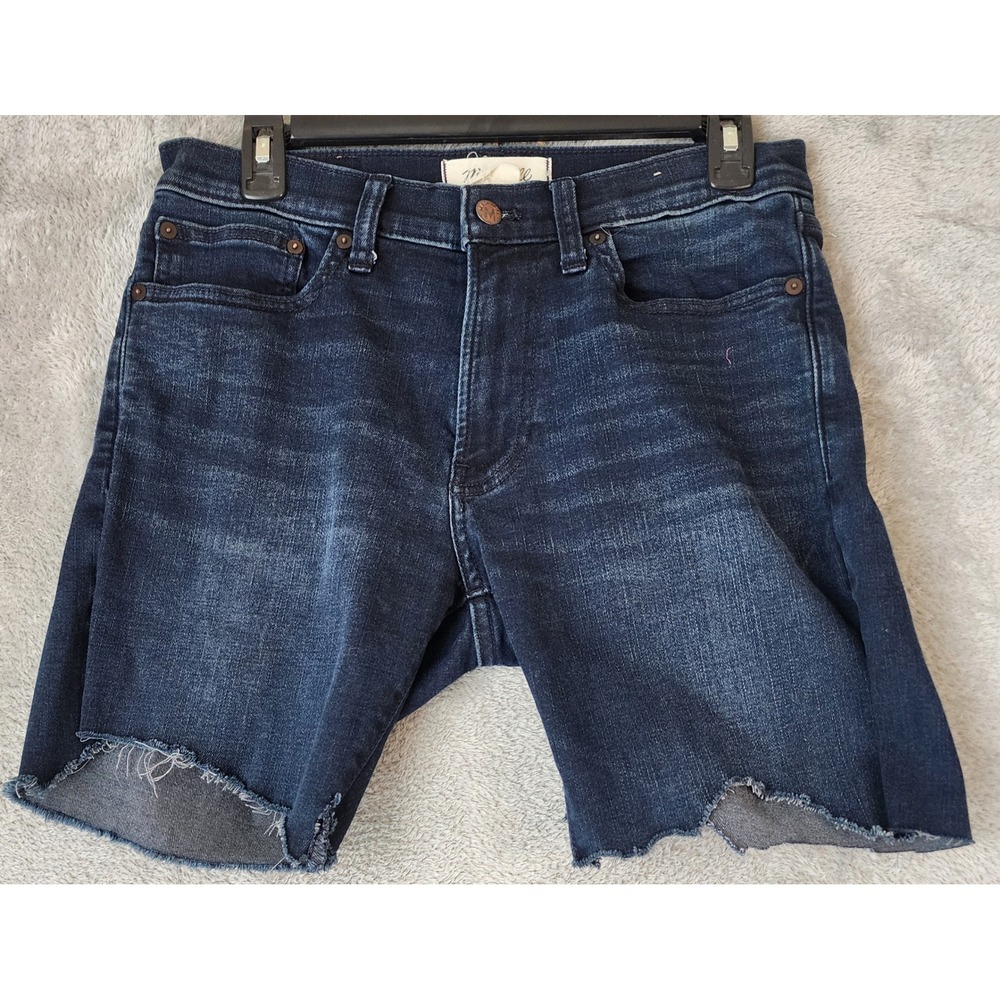 Madewell Denim Shorts Mens Waist 29 Dark Wash Blue Raw Hem Cut Off Stretch